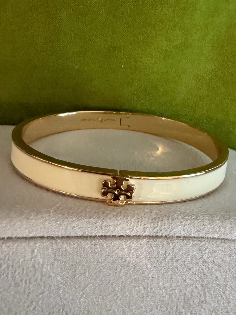 Tory Burch off white Enamel Bangle Bracelet (like a vanilla color.